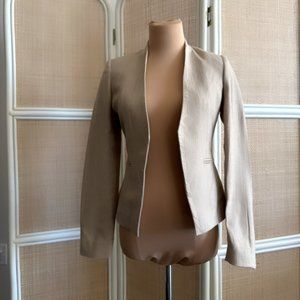 Calvin Klein Petite Asymmetrical Open-front Blazer In Wheat/Cream